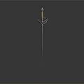 Decorative Metal Sword With Ornate Hilt And Blue Top Ornament Slender Blade For Display Purposes
