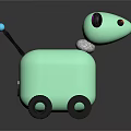 Cute Dog Shaped Turquoise Kitchen Appliance With Wheels And Metallic Accents