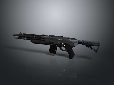 Tactical Modern Shotgun With Black Finish Ergonomic Grip And Picatinny Rail System 3d model