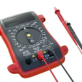 Red Digital Multimeter with Digital Display Rotary Dial and Test Probes 3d model