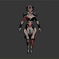 Sci Fi Game And Movie Character In Red Silver Armor With Intricate Helmet Running Pose