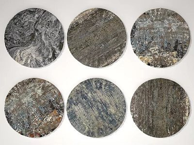 Nordic Round Carpet Bedroom Living Room Textured Carpet 3d model