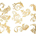 Ornate Golden Carved Decorative Elements With Intricate Scroll And Leaf Patterns 3d model