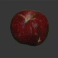 Fresh Red Apple With Shiny Surface And White Speckles On Dark Reflective Background
