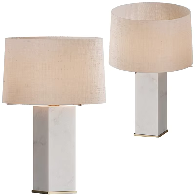 Two Modern Table Lamps with Marble Base and Beige Fabric Lampshade 3d model