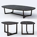 Modern Oval And Round Dining Tables With Dark Marble Tops And Black Metal Frames