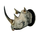 Realistic Rhinoceros Head Animal Wall Decor With Detailed Horn And Black Base