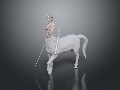 3D Model of Decorative Outfit Rider on White Horse Holding Two Spears as Armored Character 3d model