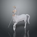 3D Model of Decorative Outfit Rider on White Horse Holding Two Spears as Armored Character 3d model