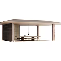 Traditional Wooden Landscape Pavilion With Extended Roof And Table Benches Design