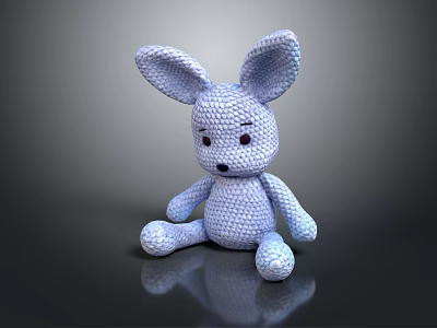 Light Blue Handmade Knitted Rabbit Doll Home Decor Furniture Accessory 3d model