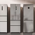 Various Models of Modern Refrigerators and Freezers With Smart Display Screens and Stainless Steel Design