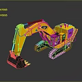 Yellow Excavator Construction Vehicle Equipped With Track And Hydraulic Arm 3d model