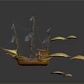 Modern Ancient Ship Ancient Warship Large Ancient Ship Ancient Warship 3d model