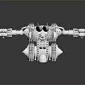 Sci Fi Game Movie Character With Metallic Spikes Mechanical Arms And Tracked Base