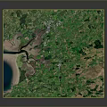 Aerial View Of Natural Green Vegetation River Sandy Beach And Terrain