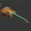 Wooden Acoustic Guitar as Daily Living Accessory with Natural Wood Grain and Sound Hole Design