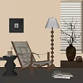 Cozy Lounge Chair Near Spiral Floor Lamp Black Side Table Open Book And Window Blinds