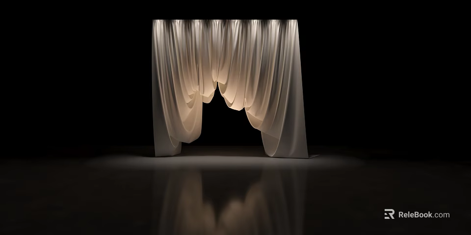 Elegant White Ceiling Drapery With Soft Lighting And Folded Design On Dark Background 3d model 
