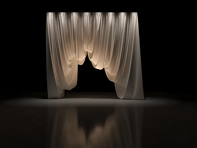 Elegant White Ceiling Drapery With Soft Lighting And Folded Design On Dark Background 3d model