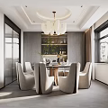 Modern Dining Room Interior Design With Chandelier Dining Table Chairs And Windows 3d model