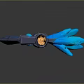 Fantasy Axe With Blue Orange Decorative Elements And Intricate Glowing Details