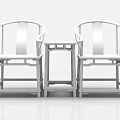 Two Mahogany Armchairs With Small Coffee Table In Traditional Chinese Style