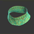 Green Decorative Bracelet with Teardrop Shaped Gems and Golden Border and Intricate Patterned Design