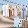 Outdoor Stainless Steel Clothes Drying Rack With Clothes And Bedding