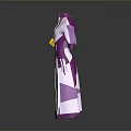 Man wearing purple and white robe with purple decorations and yellow pouch
