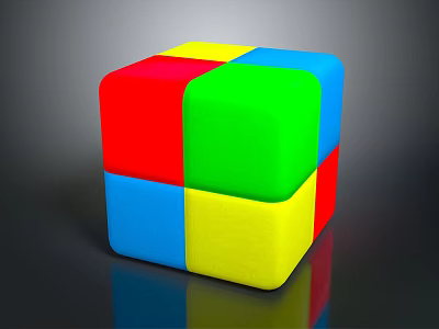 Vibrant Colored Rubik's Cube With Red Green Blue Yellow Faces 3d model