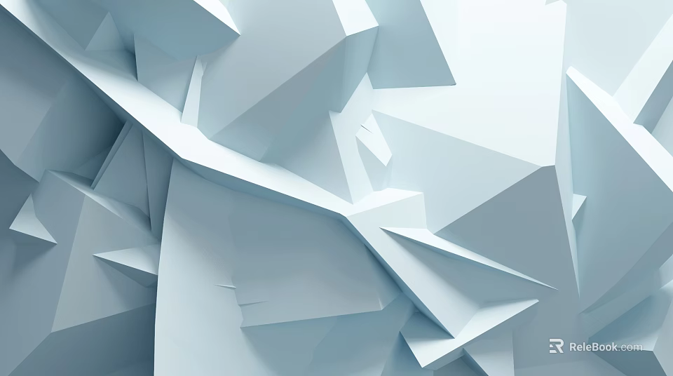 Abstract Light Blue 3D Geometric Structure With Folded Layered Design Elements 3d model