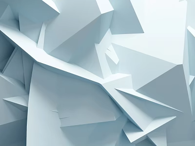 Abstract Light Blue 3D Geometric Structure With Folded Layered Design Elements 3d model