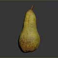 Single Juicy Ripe Organic Yellow Pear With Brown Spots On Gray Background