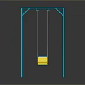 Modern Outdoor Swing With Blue Metal Frame And Yellow Seating Design