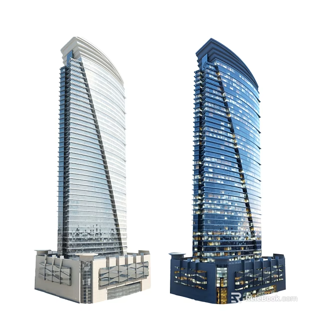 Modern High Rise Office Buildings With Glass Facade And Sleek Design 3d model 