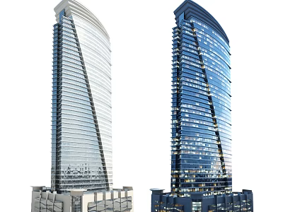 Modern High Rise Office Buildings With Glass Facade And Sleek Design 3d model