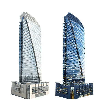 Modern High Rise Office Buildings With Glass Facade And Sleek Design 3d model