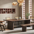 Quiet Table and Chair Combination Log Table and Chair Combination 3d model