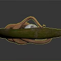 Enchanted Wooden Magic Staff With Twisted Vine Design And Green Gem