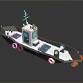 3D Model Small Tugboat Design Featuring Blue Deck White Superstructure And Red Elements 3d model