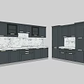 Modern Kitchen Interior With Dark Cabinets And Marble Countertops Backsplash 3d model