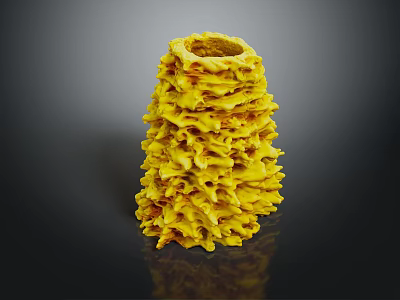 Eye Catching Golden Layered Crispy Food Tower With Flaky Stacked Structure 3d model