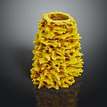 Eye Catching Golden Layered Crispy Food Tower With Flaky Stacked Structure