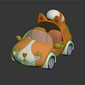 Kids Cartoon Dog Shaped Toy Car With Orange White Body And Star Roof