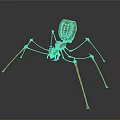 3D Designed Spider Model With Orange Yellow Body Green Eyes And Long Thin Legs