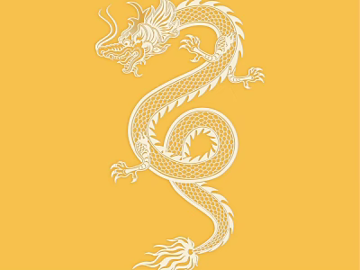 Traditional Intricate White Dragon Sculpture Artistic Carving On Yellow Background 3d model