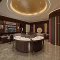 Luxury Elegant Jewelry Store Interior Design With Round Display Counters And Premium Refined Decorations