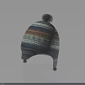 Warm Knitted Winter Hat With Pom Pom Colorful Stripes And Ear Flaps