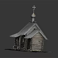 Traditional Log Cabin With Gray Roof Steeple And Wooden Structure Details